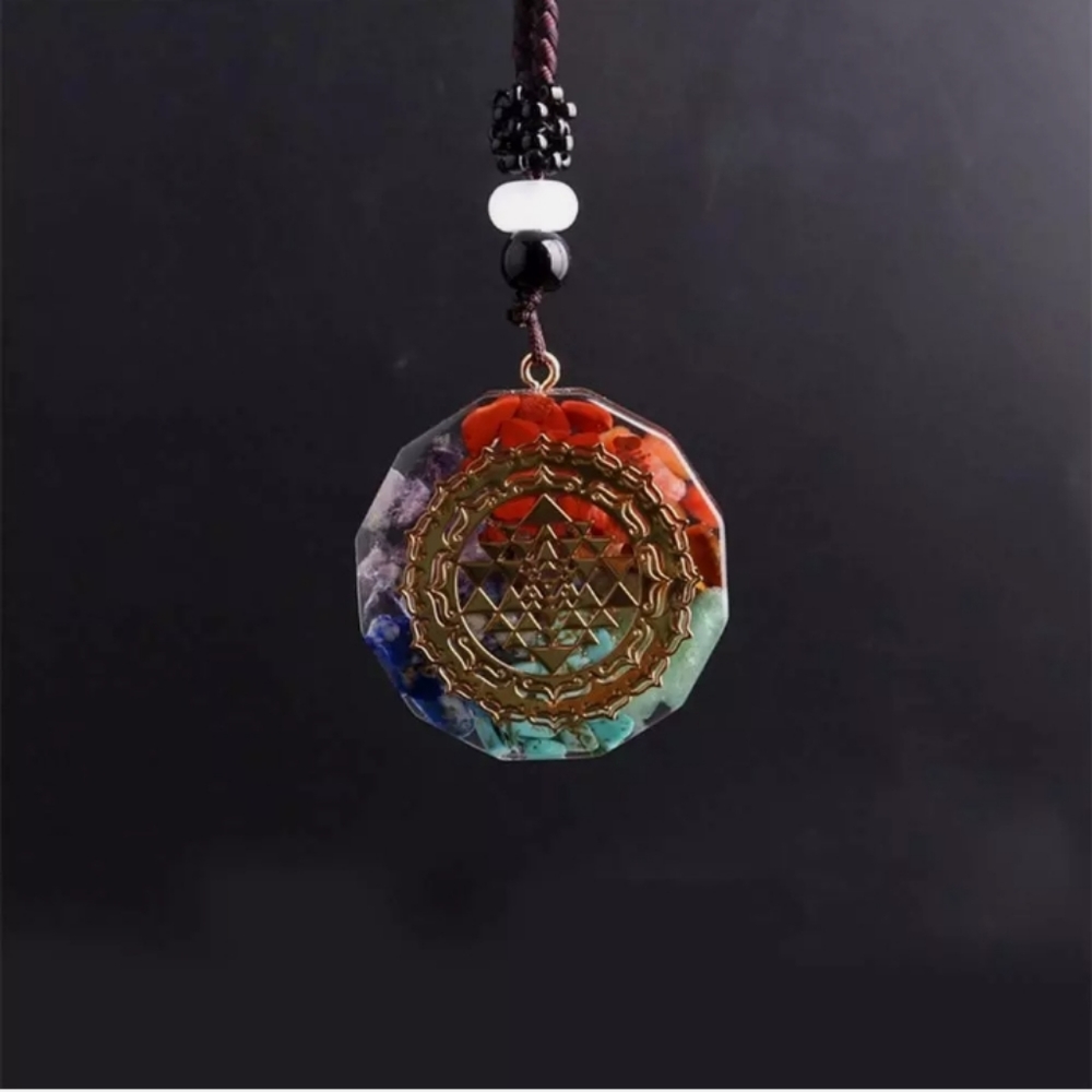 Orgonite Pendant Sri Yantra Necklace Sacred Geo - Picture 5 of 7